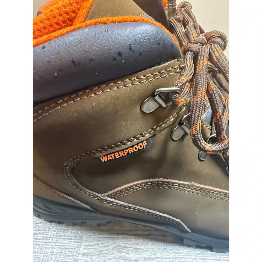 Hytest Mens Waterproof Safety Work Boots Brown Leather Oil Resistant Size 12W